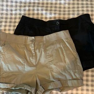 Tan and black loft shorts